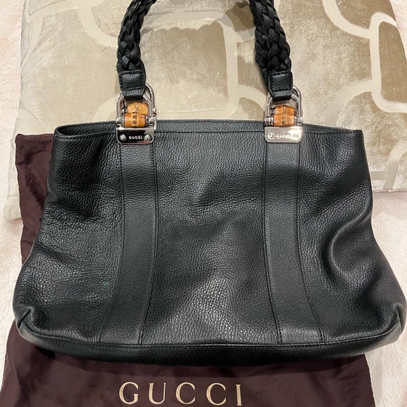 🎁GIFT a Gucci Black Bamboo Libeccio Tote Bag - Picture 4 of 8